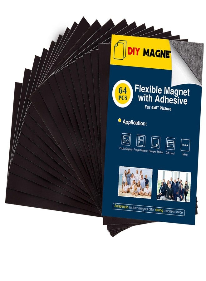 CHUNNIAO Magnetic Sheets with Adhesive Backing for Fridge 4x6 Pictures Magnets (Bulk Pack of 64),Adhesive Photo Magnets for Home/Classroom/Office/DIY Fridge Magnets - Image 1